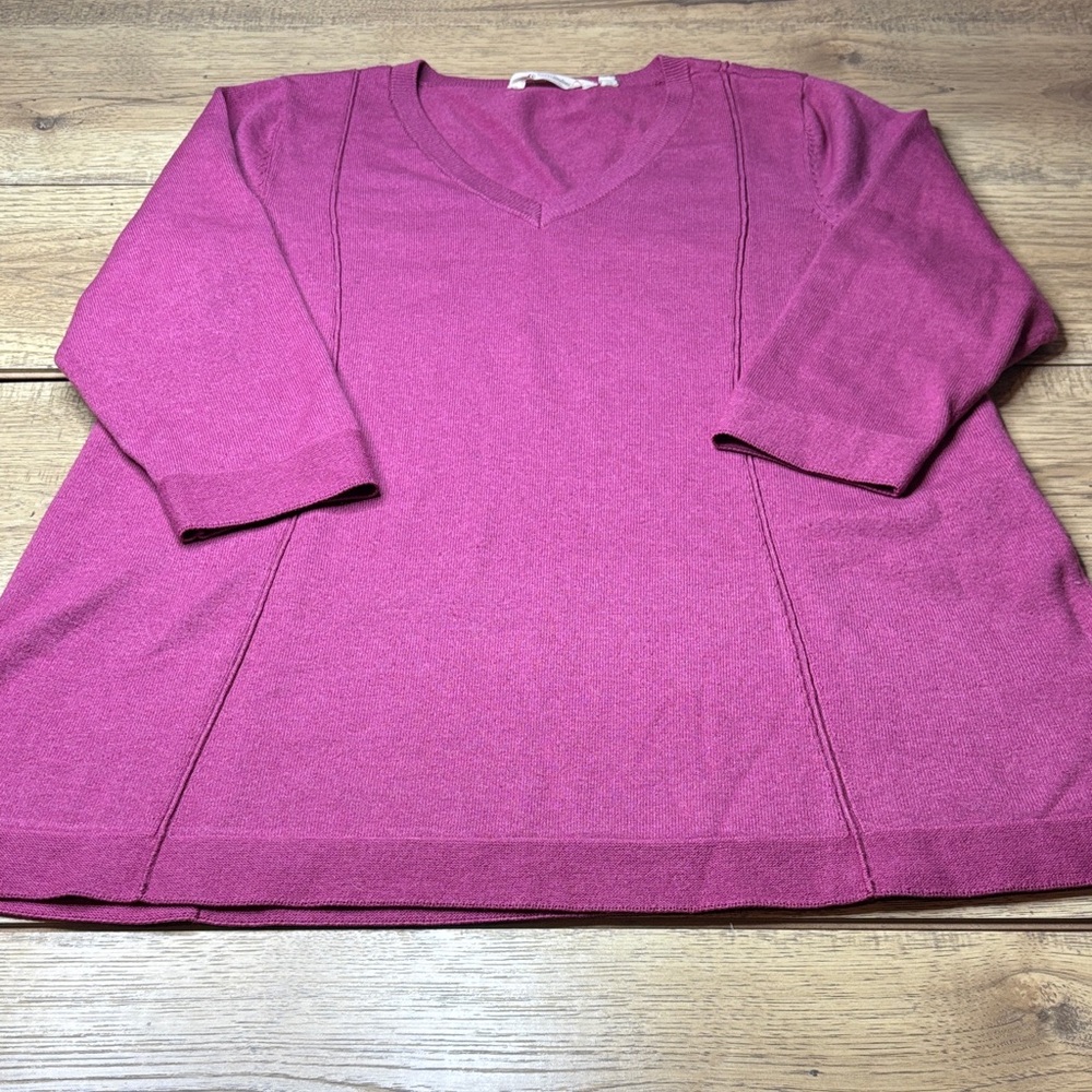 Soft Surroundings Raspberry V-Neck Sweater